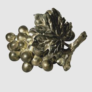Vintage Large Grape Cluster Decor MCM Gold/Silver Tone Color Leaf 5" Tall